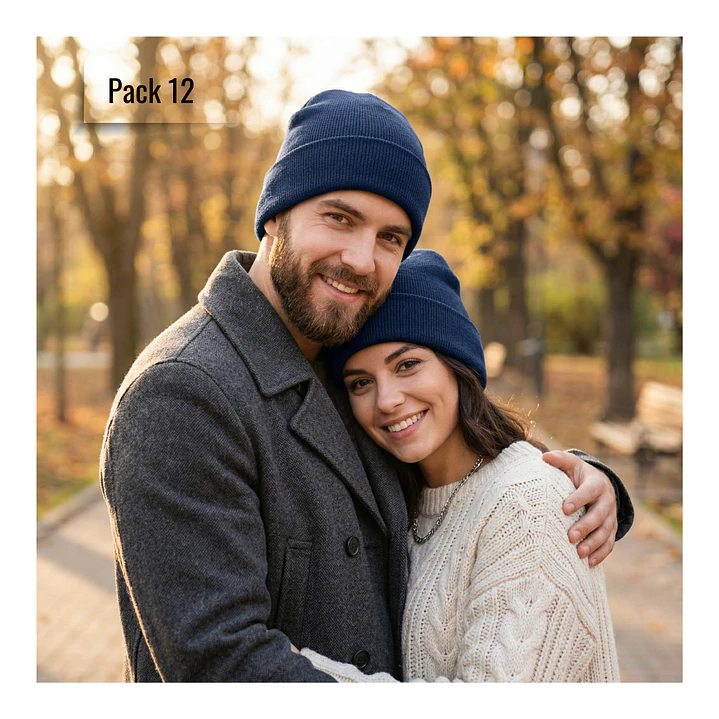 Pack 12 Gorros Beanie De Lana Adulto Con Doblez Diseño Liso Invierno 6