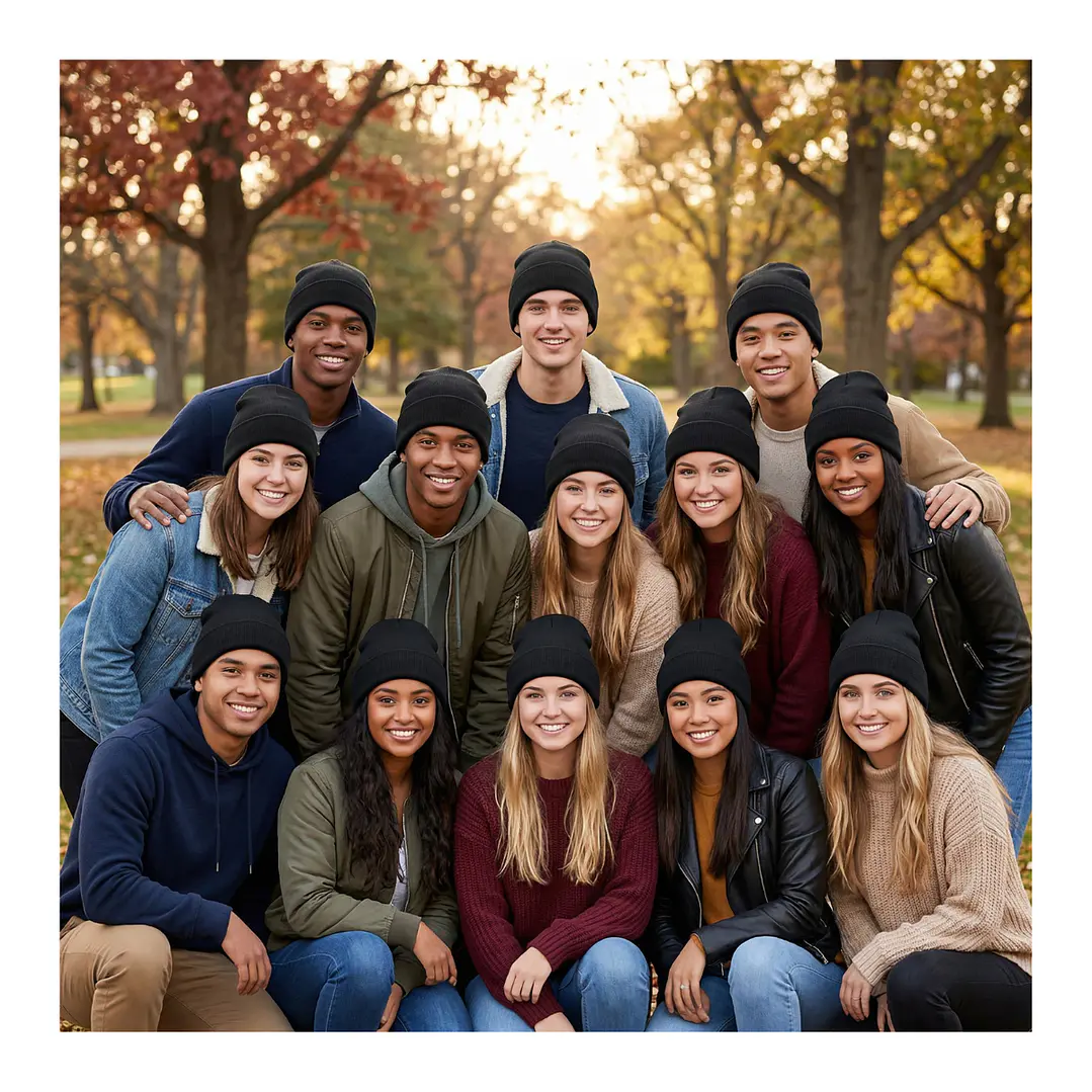 Pack 12 Gorros Beanie De Lana Adulto Con Doblez Diseño Liso Invierno 8