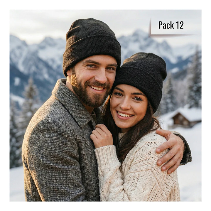 Pack 12 Gorros Beanie De Lana Adulto Con Doblez Diseño Liso Invierno 13