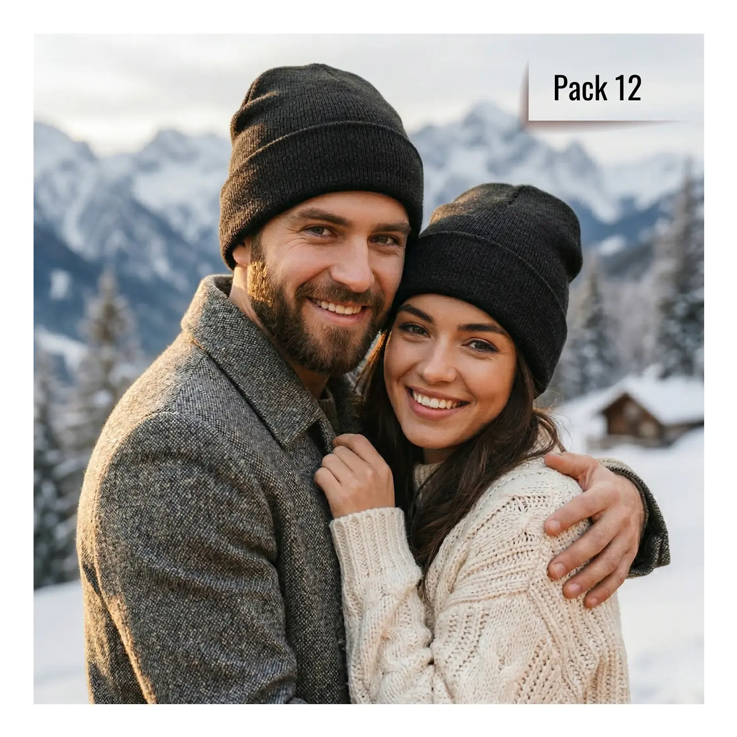 Pack 12 Gorros Beanie De Lana Adulto Con Doblez Diseño Liso Invierno 13
