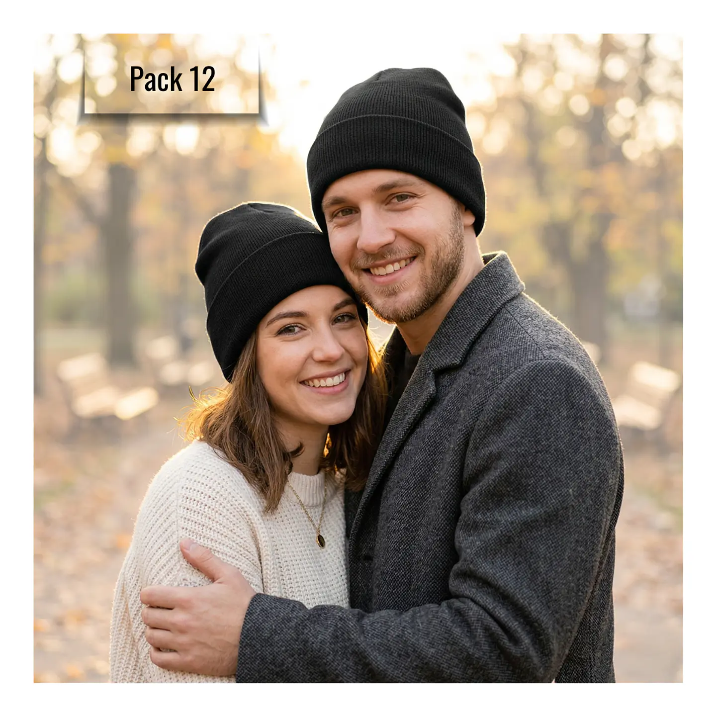 Pack 12 Gorros Beanie De Lana Adulto Con Doblez Diseño Liso Invierno 17
