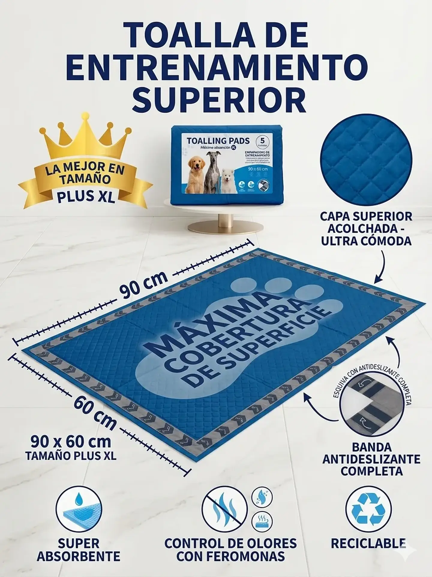Pañales Tipo Sabanillas Mascotas Perros Y Gato 90x60 Cms 2