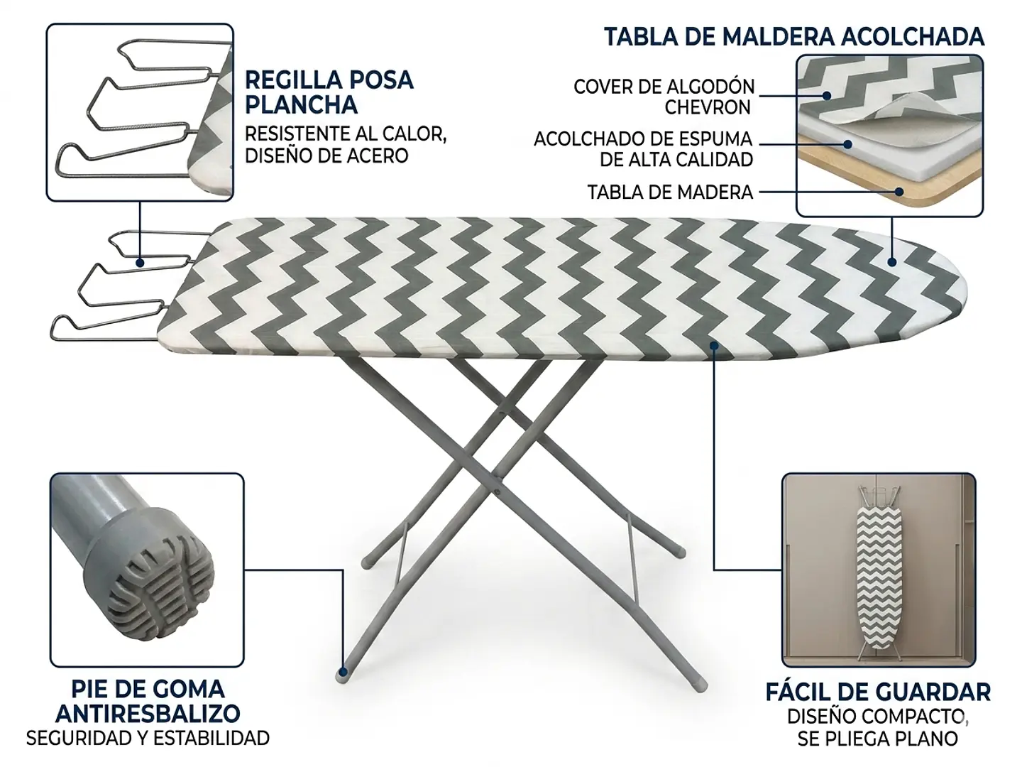  Tabla De Planchar Básica madera 106x30 Cm Color Diseño Surtido  5