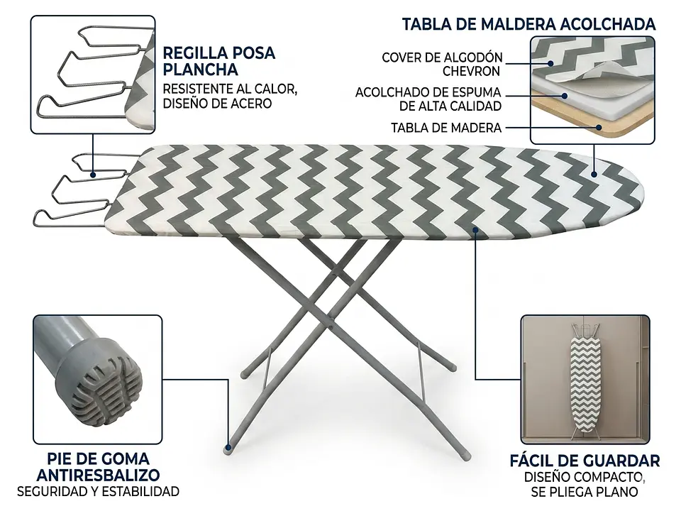  Tabla De Planchar Básica madera 106x30 Cm Color Diseño Surtido  5