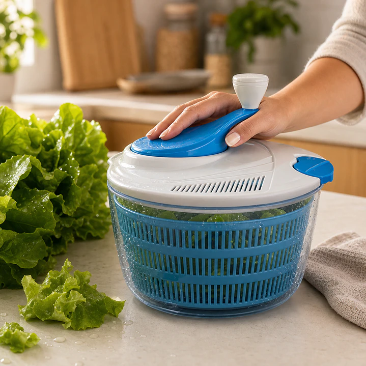 Centrifugadora de lechuga y verduras, escurridor manual con tapa 2