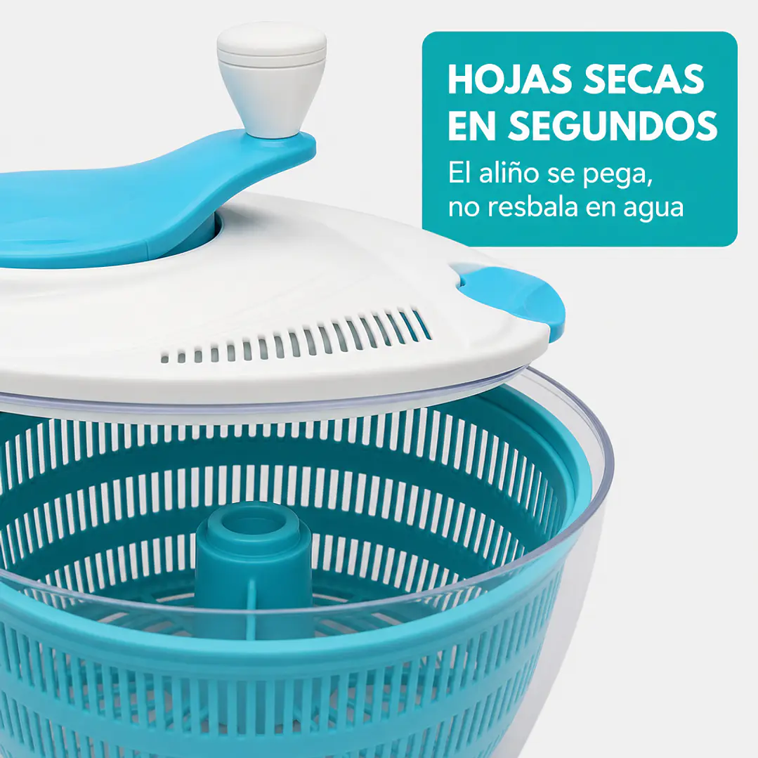Centrifugadora de lechuga y verduras, escurridor manual con tapa 3