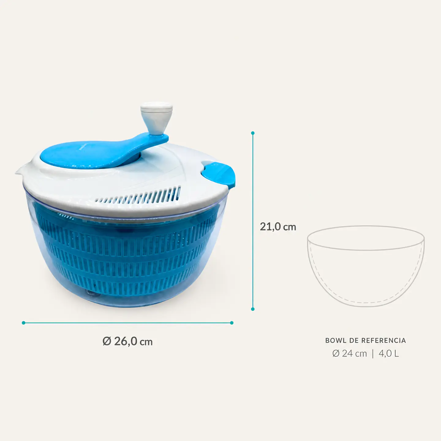 Centrifugadora de lechuga y verduras, escurridor manual con tapa 4