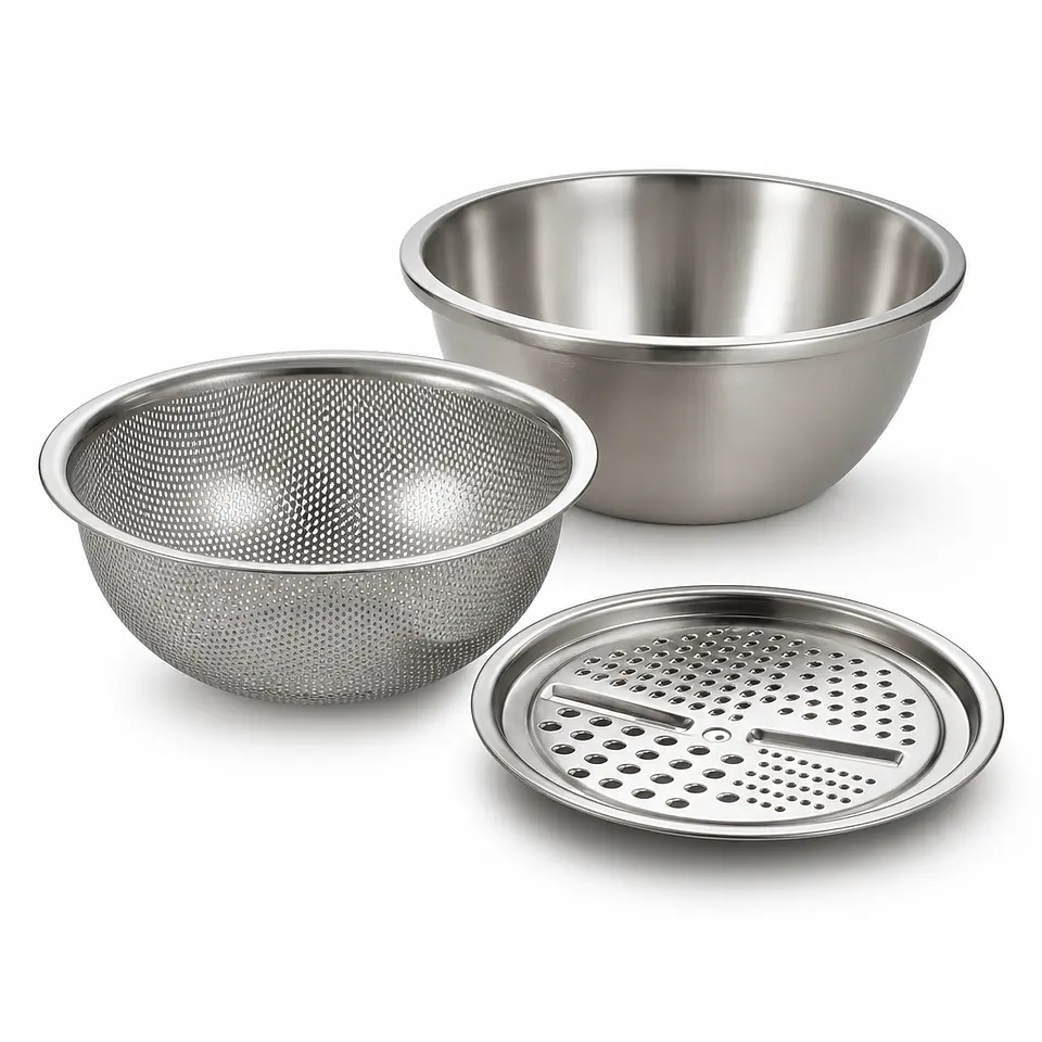 Set 3 piezas de cocina: bowl, colador y rallador multifuncional 1