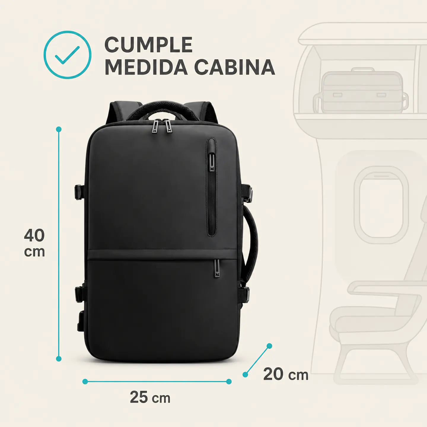 Mochila de cabina EKOLMAC Move Trek Pro, equipaje de mano para viaje 4