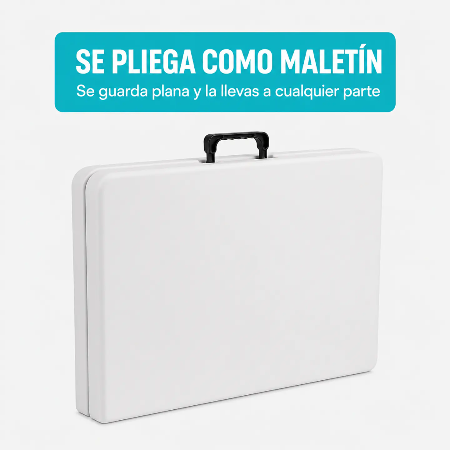Mesa plegable de camping 180x74 cm portátil, plástico resistente blanca 3