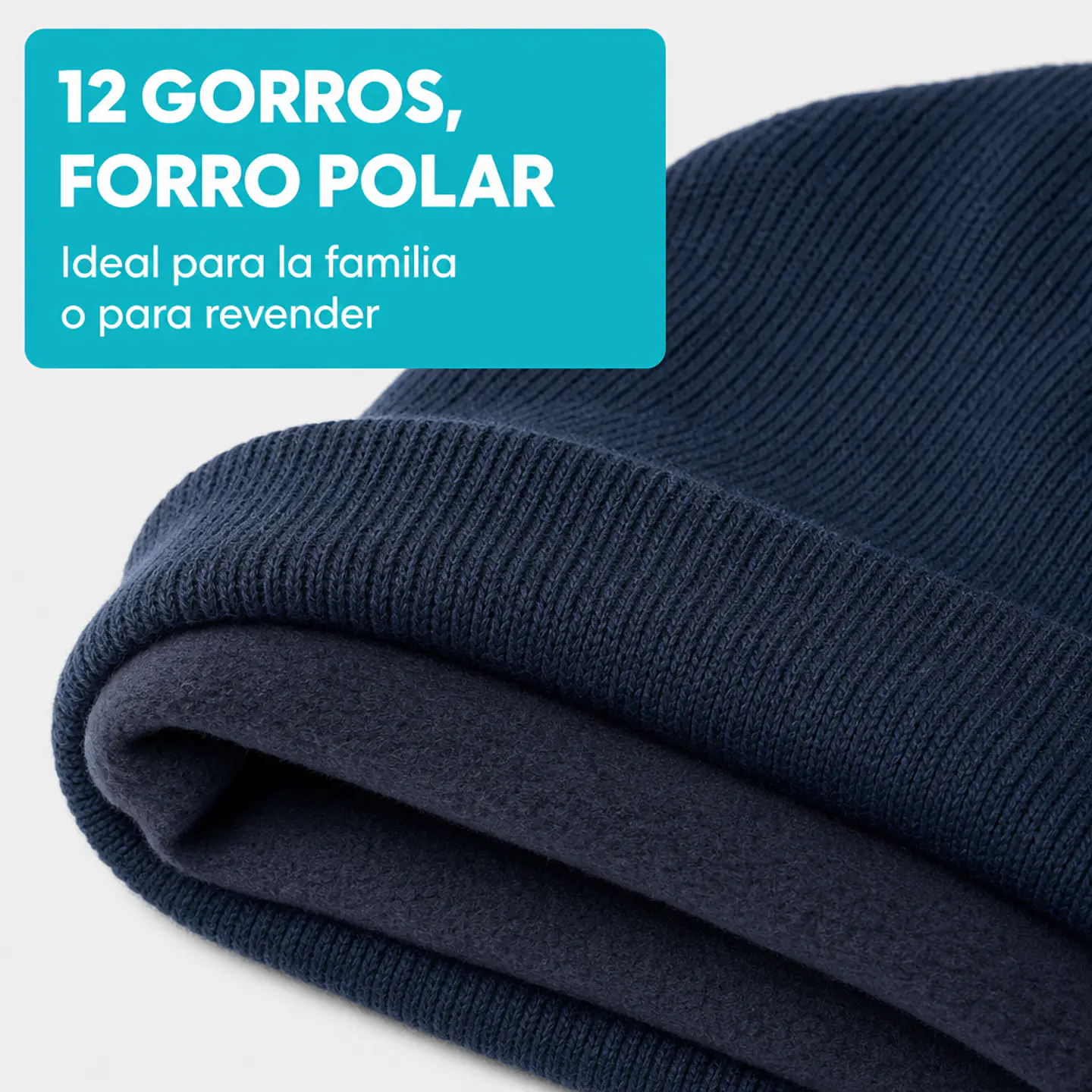Pack 12 gorros de lana beanie con forro polar interior, unisex 3