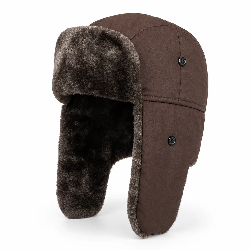 Gorro ruso ushanka unisex de lona con orejeras, térmico de invierno 1
