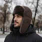 Gorro ruso ushanka unisex de lona con orejeras, térmico de invierno - thumbnail 2