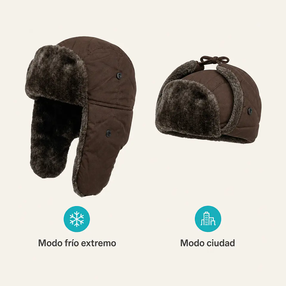 Gorro ruso ushanka unisex de lona con orejeras, térmico de invierno 4