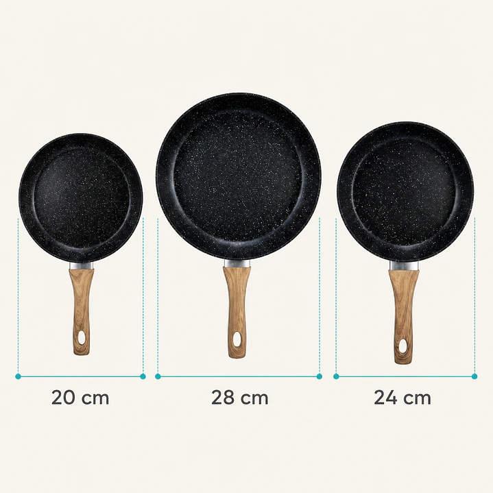 Set 3 sartenes cerámicos antiadherentes 20, 24 y 28 cm 4
