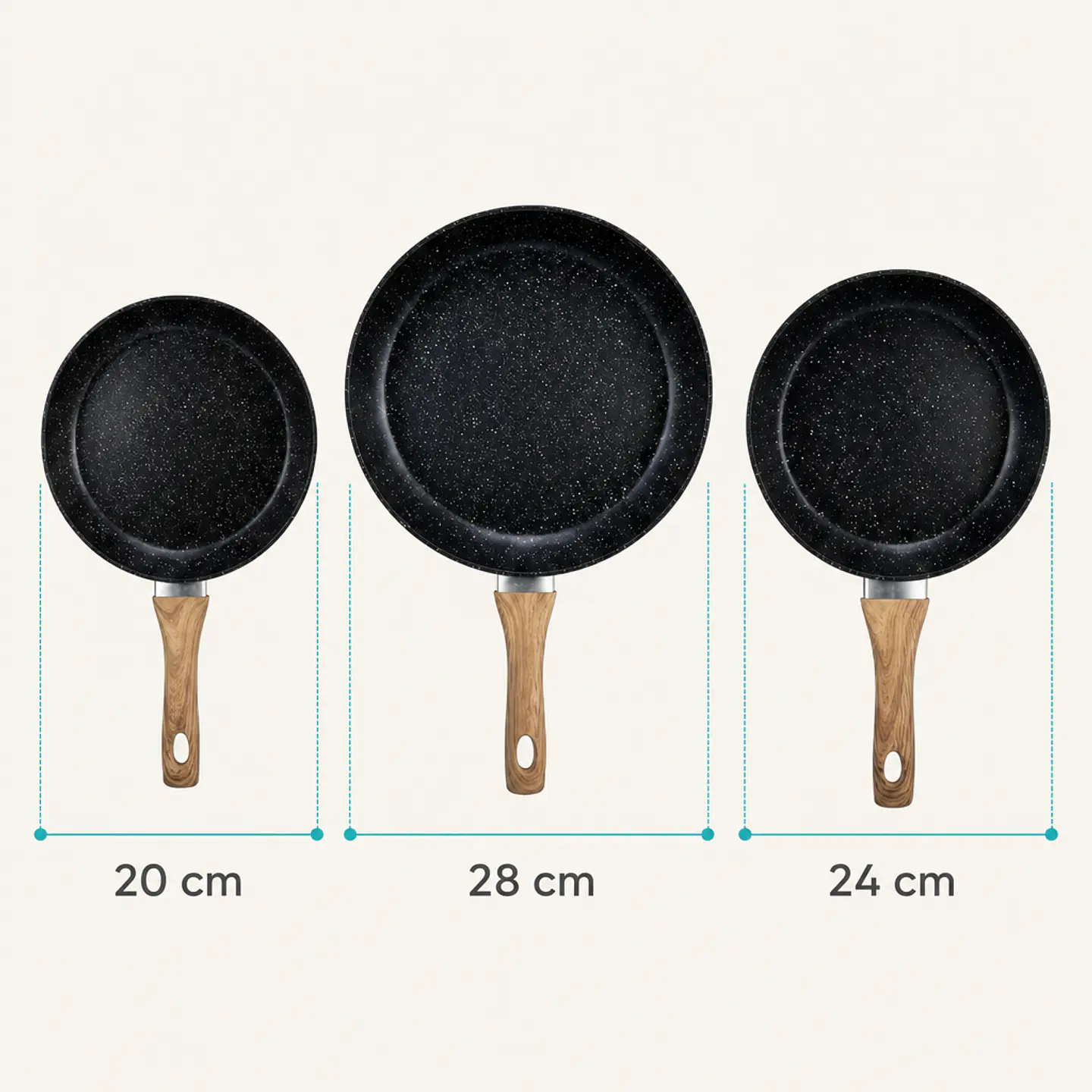 Set 3 sartenes cerámicos antiadherentes 20, 24 y 28 cm 4
