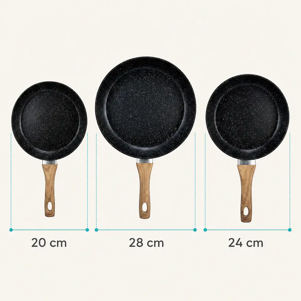 Set 3 sartenes cerámicos antiadherentes 20, 24 y 28 cm 4