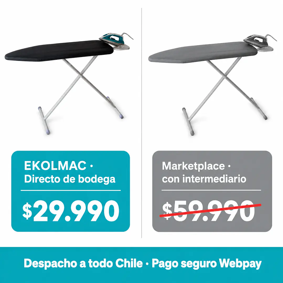 Tabla de planchar metálica Ekol 134x36 cm gris, plegable con altura regulable 5