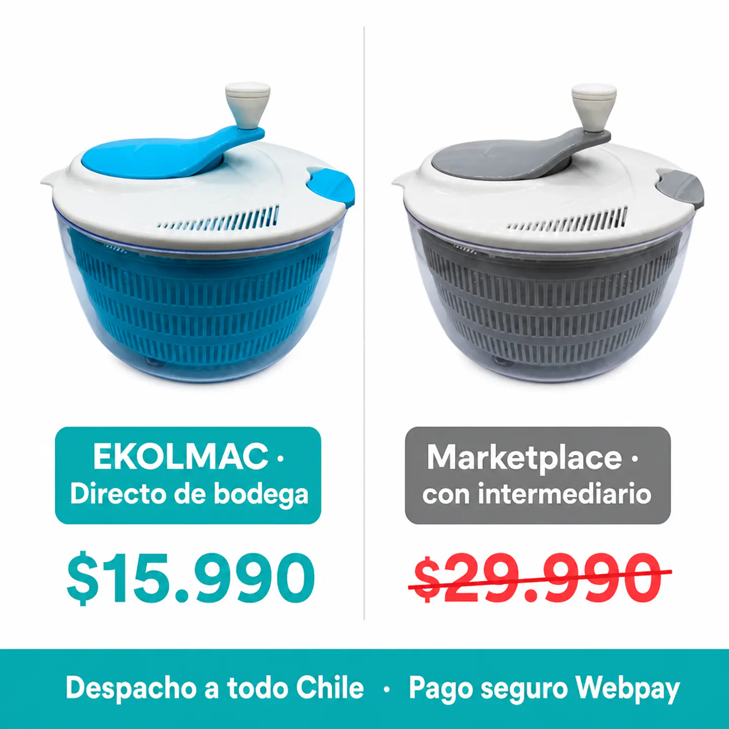 Centrifugadora de lechuga y verduras, escurridor manual con tapa 5