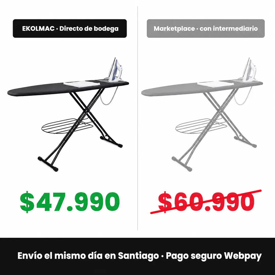 Tabla de planchar negra con rejilla de almacenamiento, altura regulable y porta plancha 5