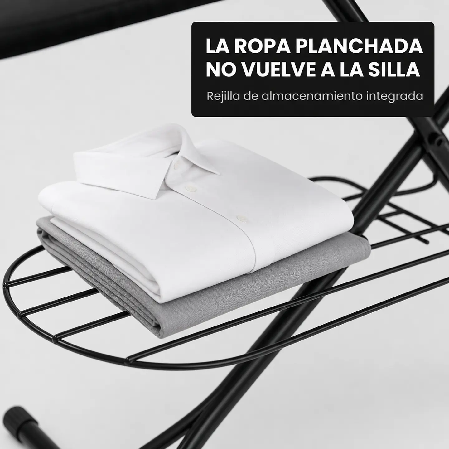 Tabla de Planchar con Rejilla de Almacenamiento, funda desmontable, porta plancha y altura regulable 3