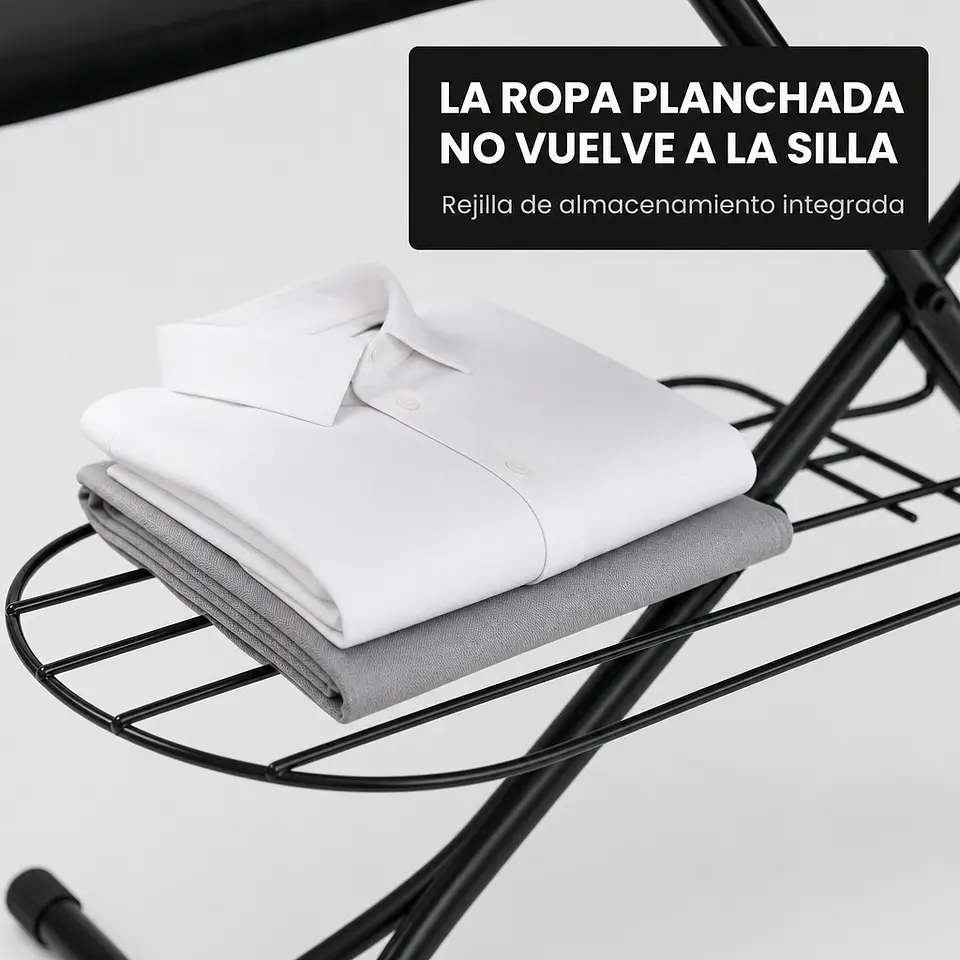 Tabla de Planchar con Rejilla de Almacenamiento, funda desmontable, porta plancha y altura regulable 3