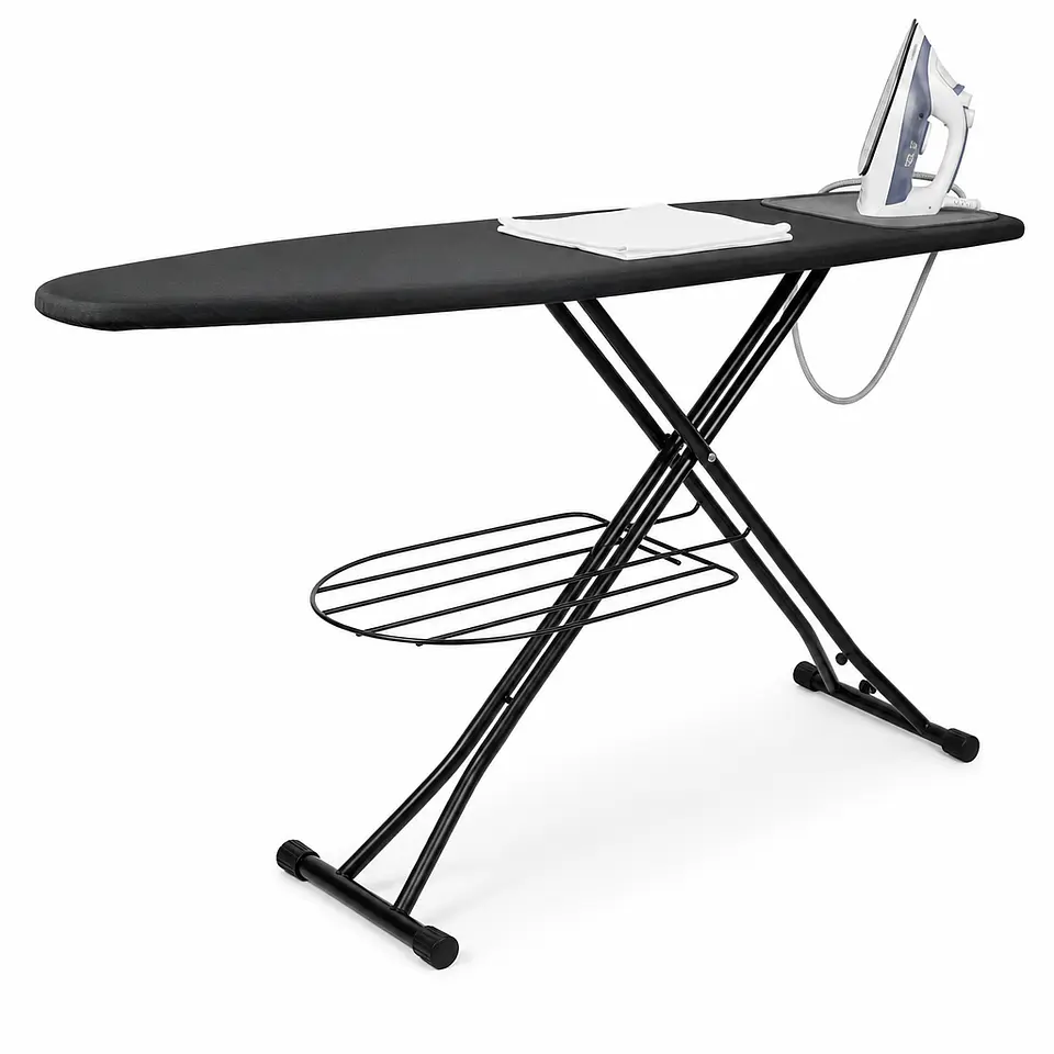 Tabla de Planchar con Rejilla de Almacenamiento, funda desmontable, porta plancha y altura regulable 1