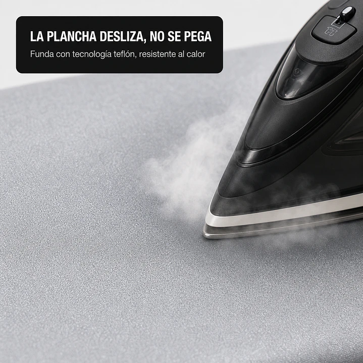 Tabla de planchar gris 114x36 cm, altura regulable 7 niveles, funda de teflón y porta plancha 3