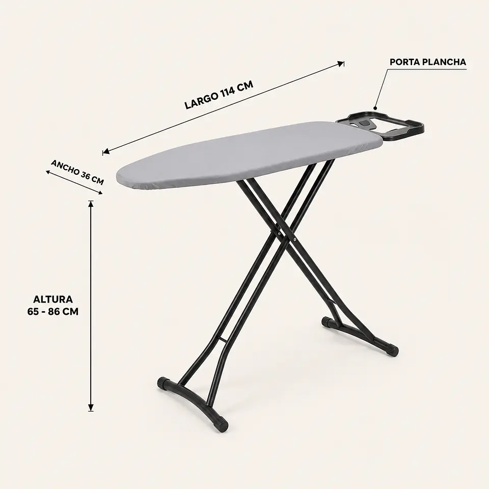 Tabla de Planchar 7 Niveles de Altura Regulable, 114x36 cm, funda teflón y porta plancha 5