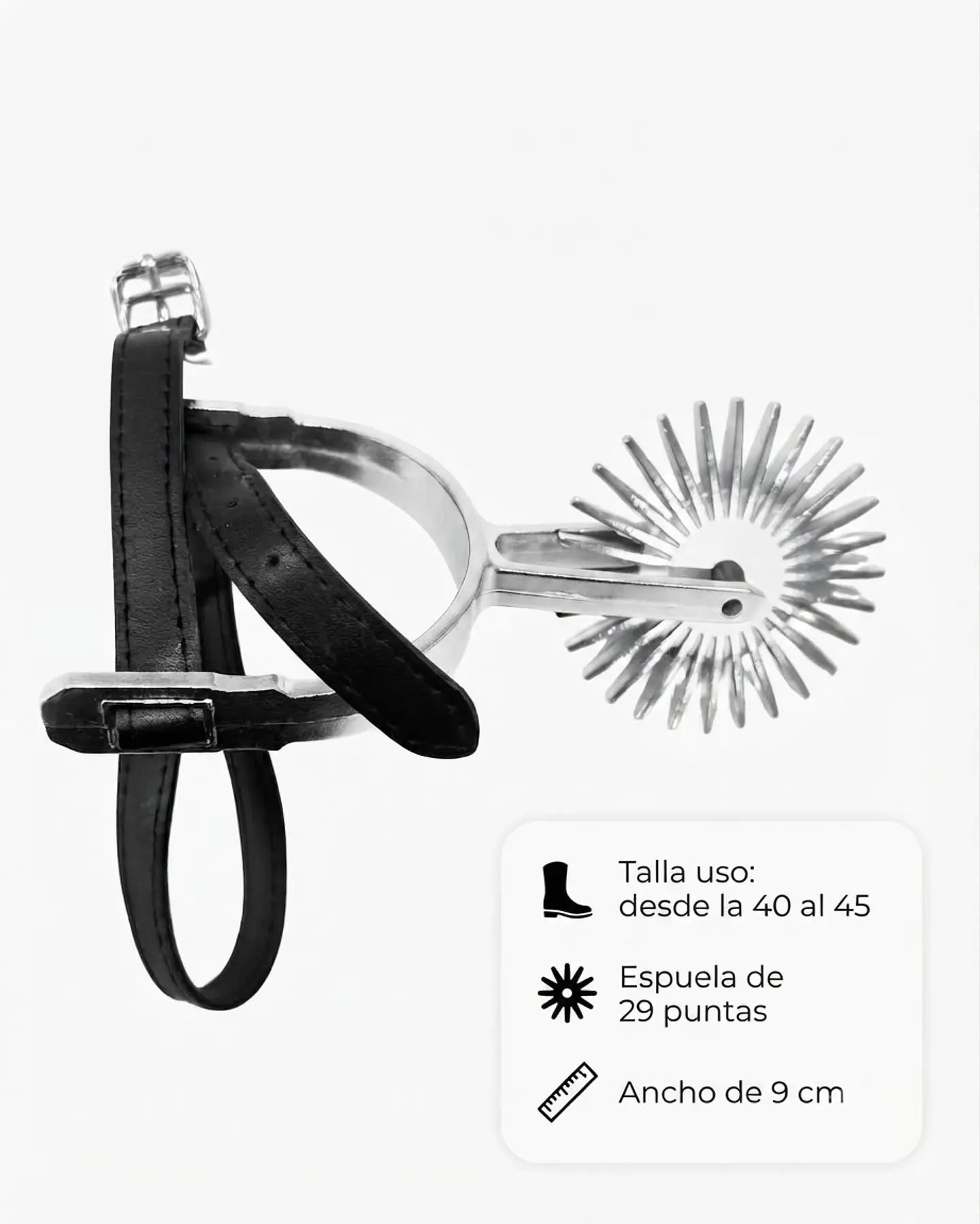Espuelas de Huaso Adulto Metálicas con Rueda Giratoria — Traje Típico Chileno Fiestas Patrias y Rodeo 5