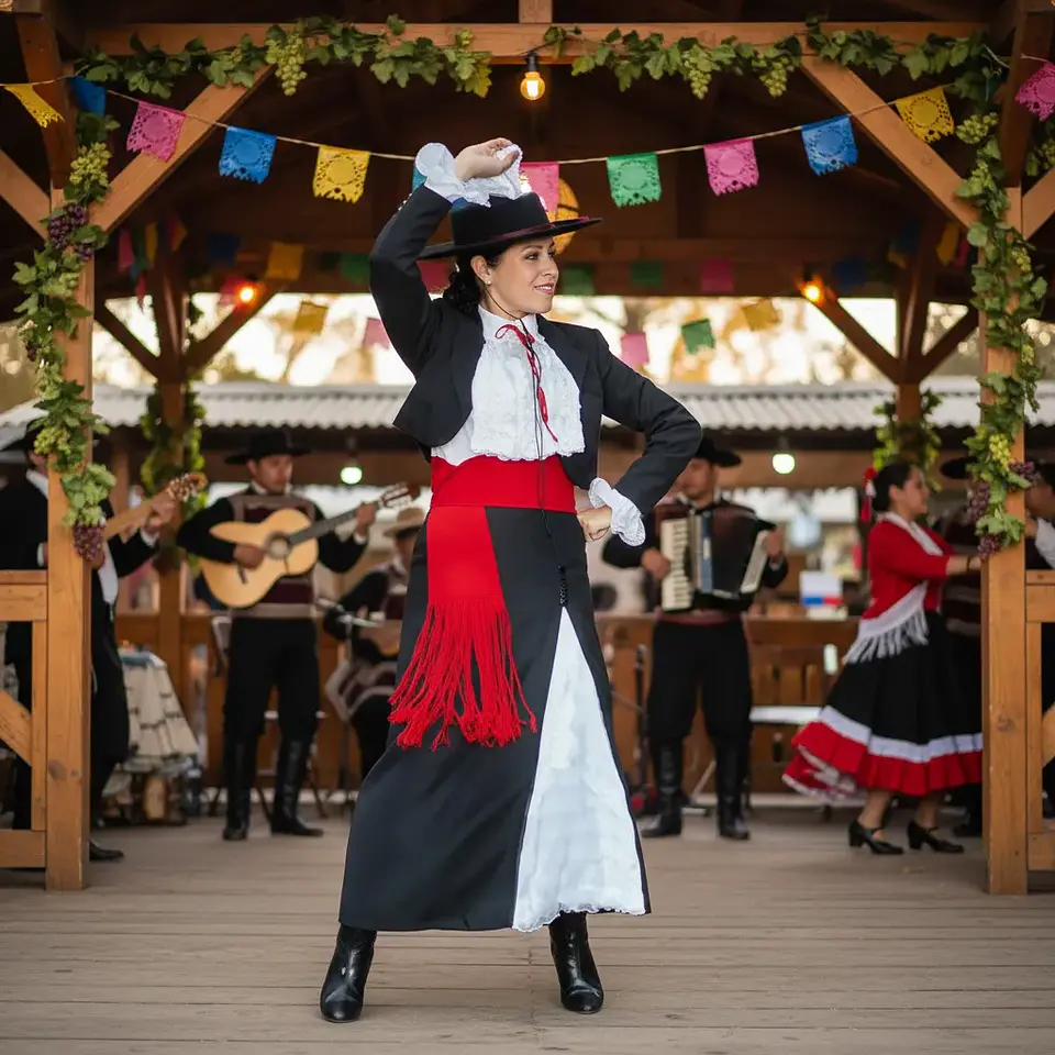 Traje Huasa Elegante Mujer  Vestido Típico De Chile Estandar gala folklorica 2