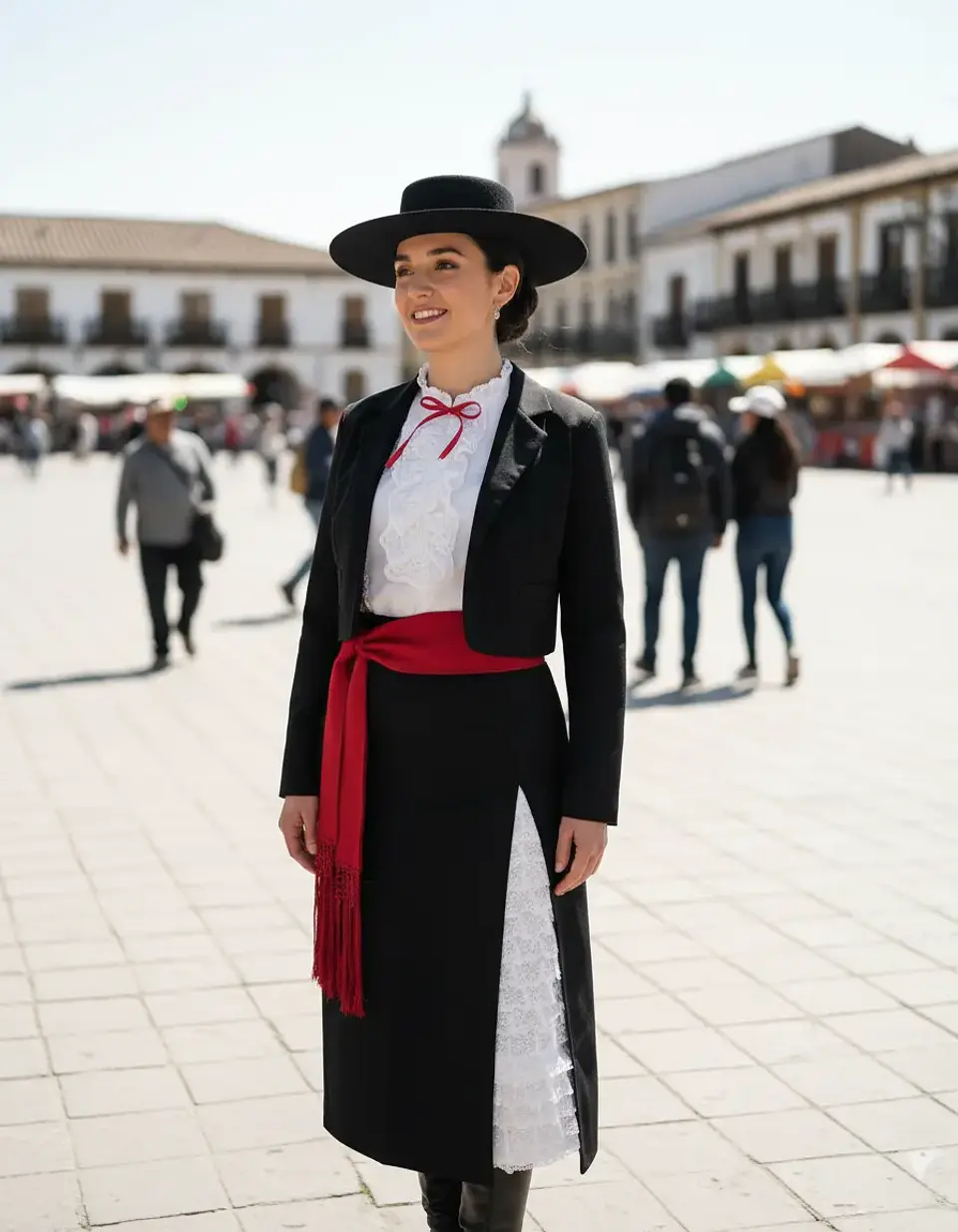 Traje Huasa Elegante Mujer  Vestido Típico De Chile Premium Casimir competencia 3