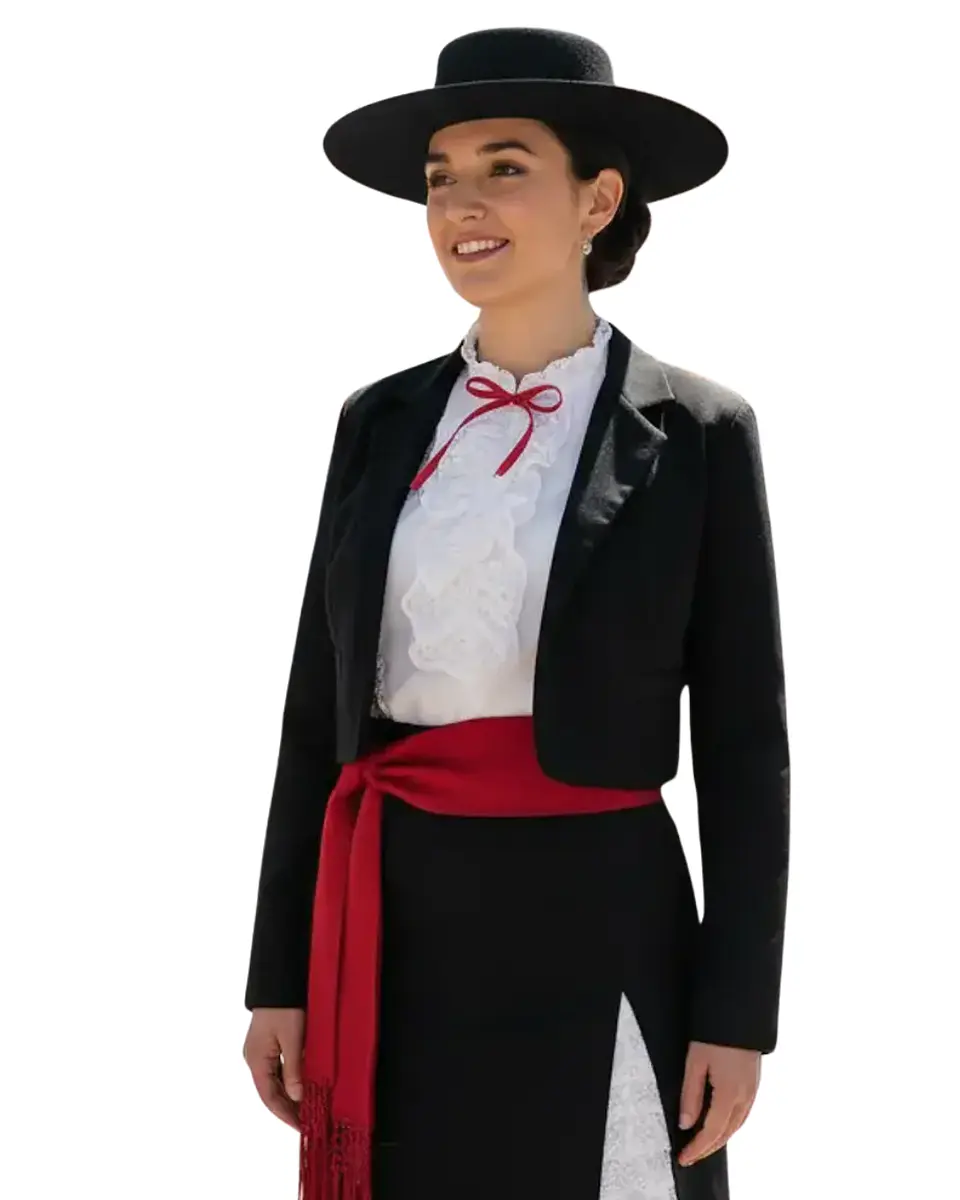 Traje Huasa Elegante Mujer  Vestido Típico De Chile Premium Casimir competencia 1