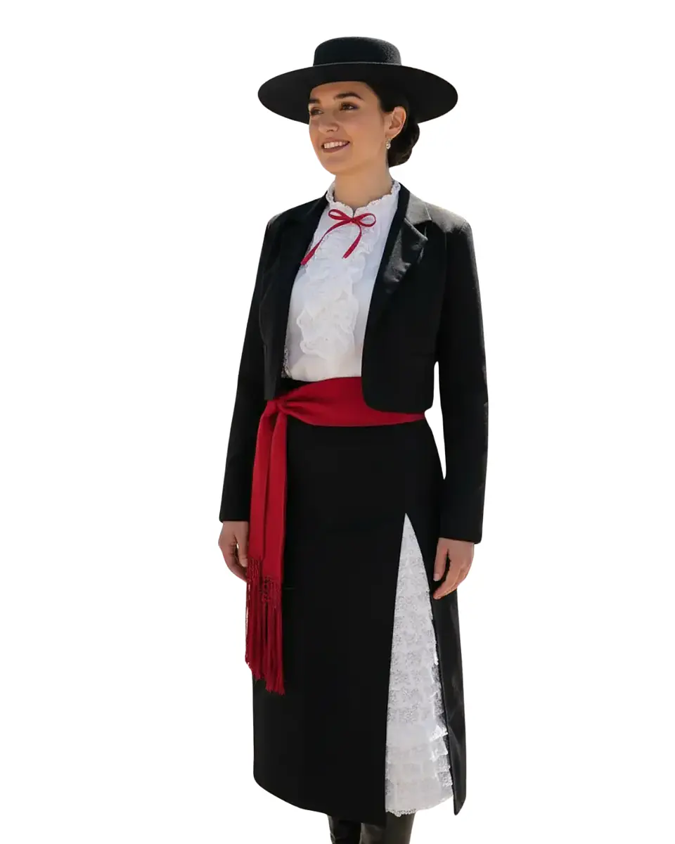 Traje Huasa Elegante Mujer  Vestido Típico De Chile Premium Casimir competencia 7