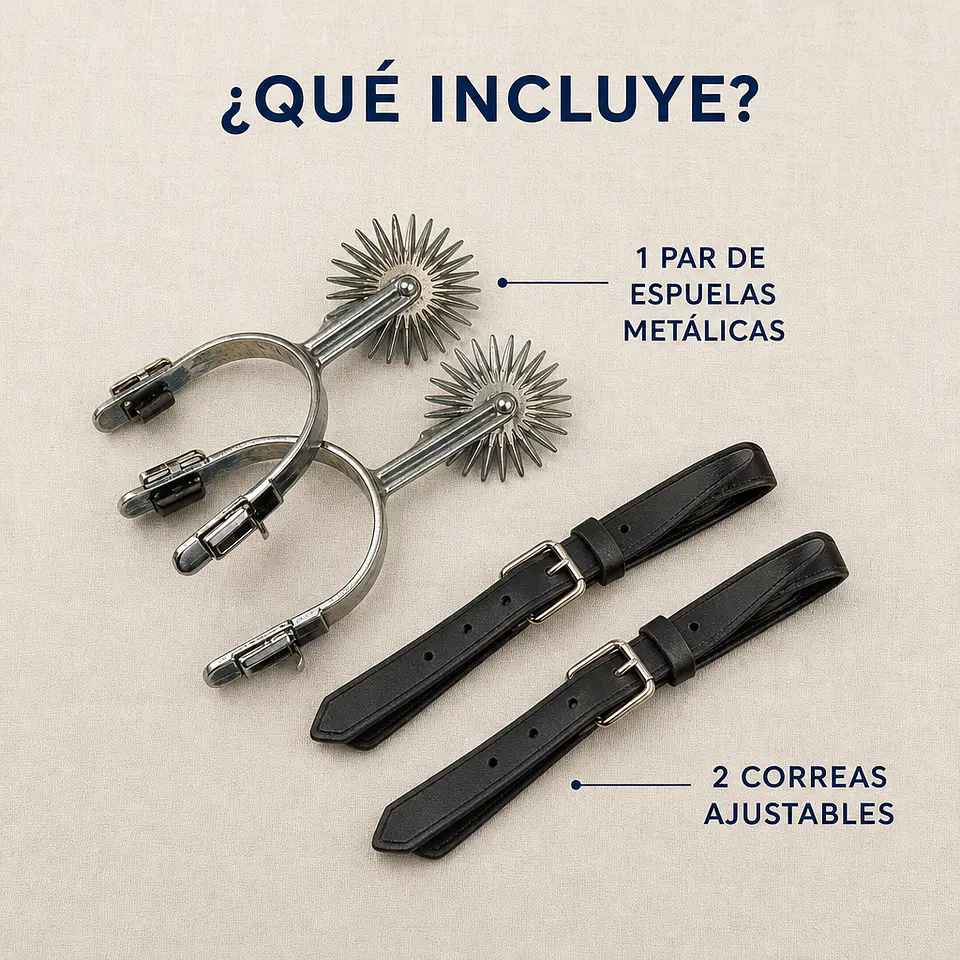 Espuelas de Huaso Adulto Metálicas con Rueda Giratoria — Traje Típico Chileno Fiestas Patrias y Rodeo 4