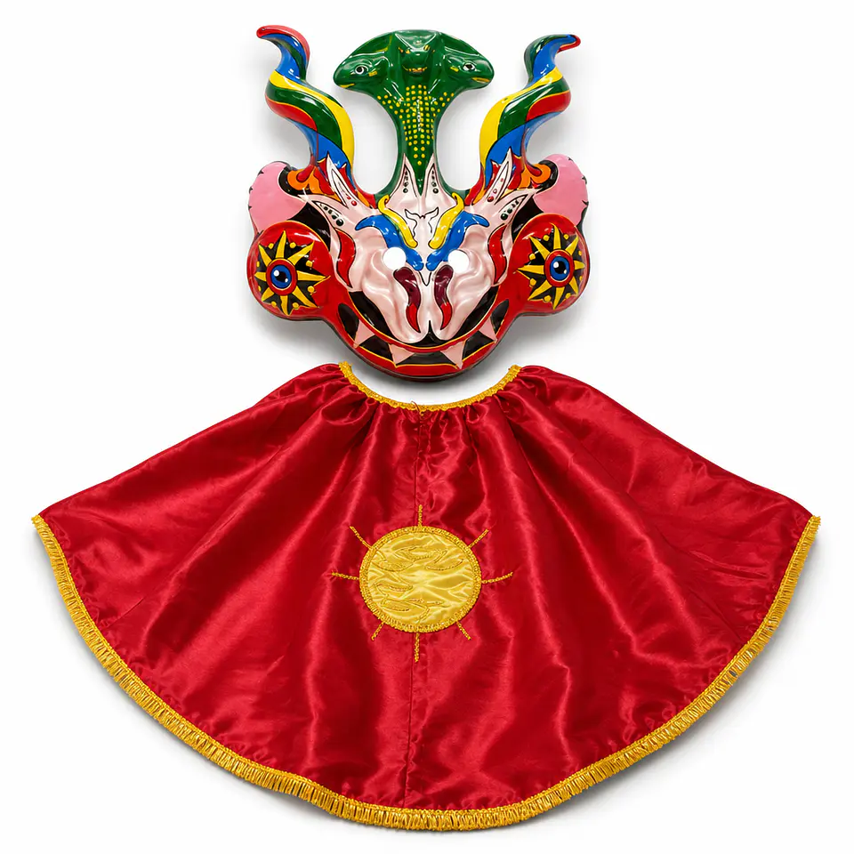 Set Capa y Máscara Diablada La Tirana — Disfraz Folclórico Fiestas Patrias, Carnaval y Bailes (S a XL) 1