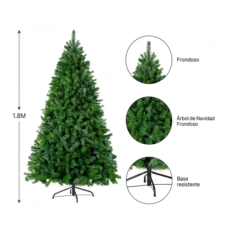 🎄Arbol Navideño Elegance Frondoso Verde 180 cm✨  5