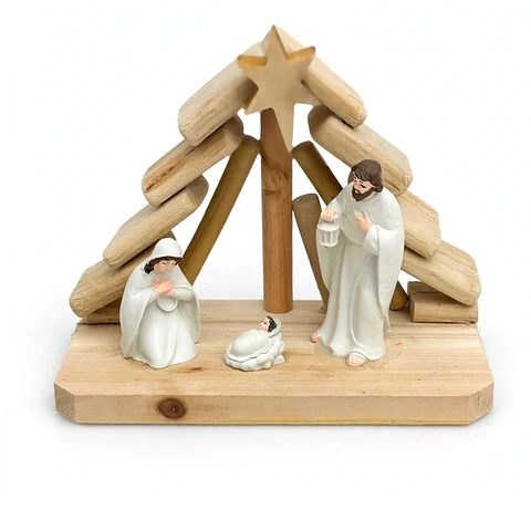 Pesebre De Navidad Nacimiento Chico Madera Adorno De Mesa