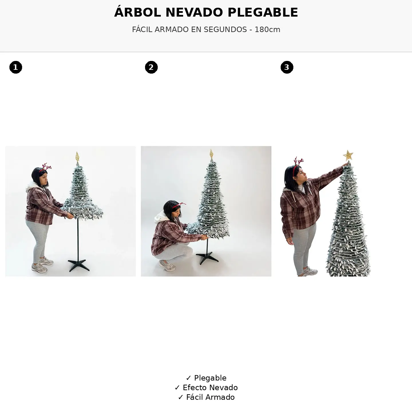 🎄Arbol Plegable Navidad Premium Verde Nevado❄ 4