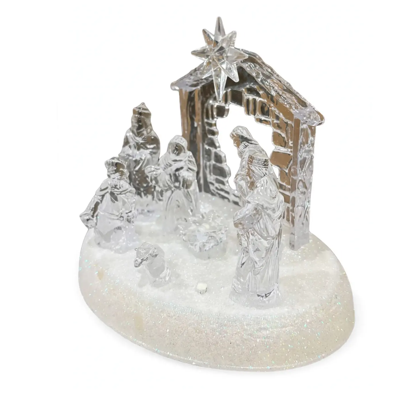 Nacimiento Mini Pesebre Navidad Acrílico Luces Led 3