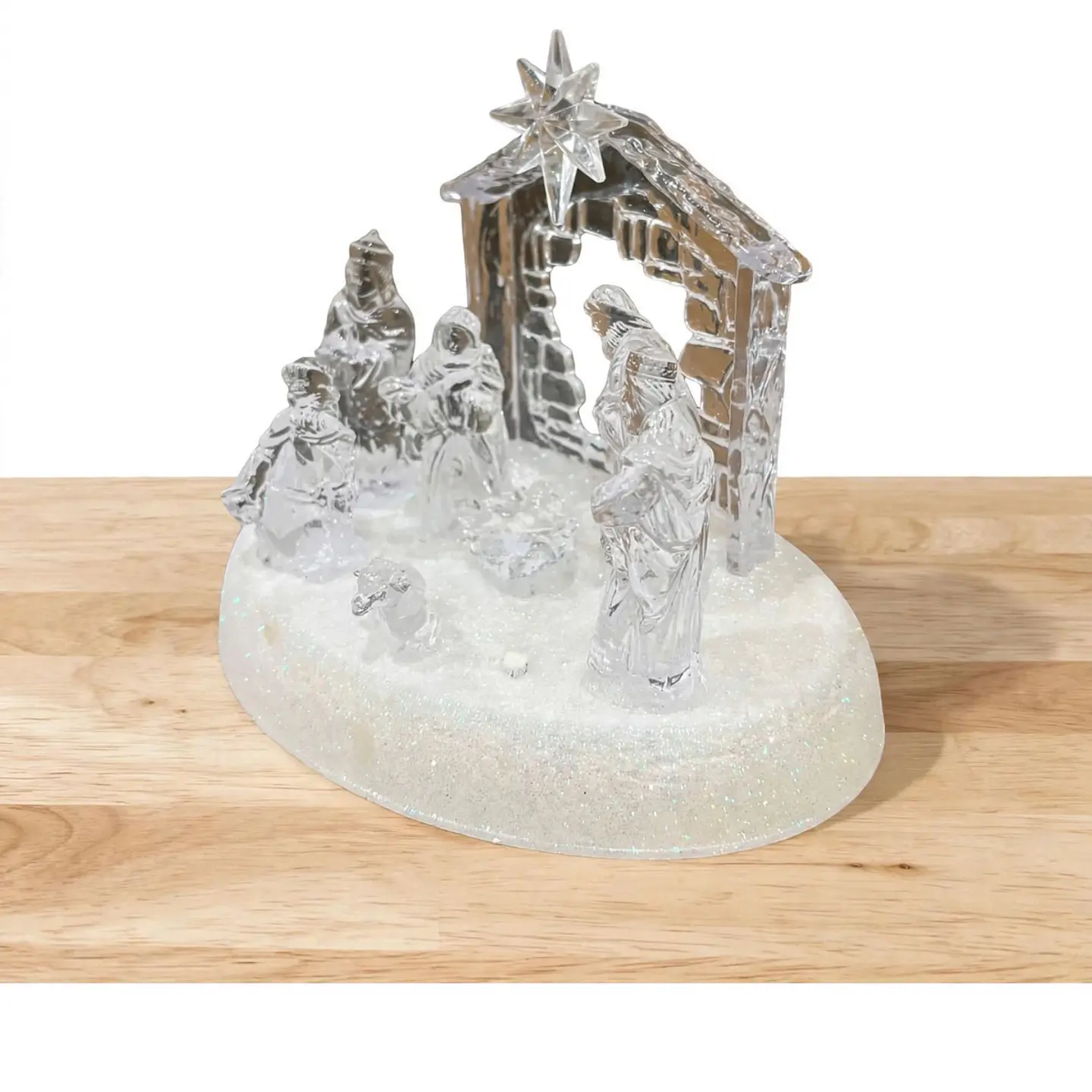 Nacimiento Mini Pesebre Navidad Acrílico Luces Led 4