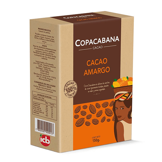 Cacao Amargo Copacabana 150g