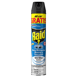 Raid Insecticida Mata Mosquitos, Moscas y Zancudos Sin Olor 259g