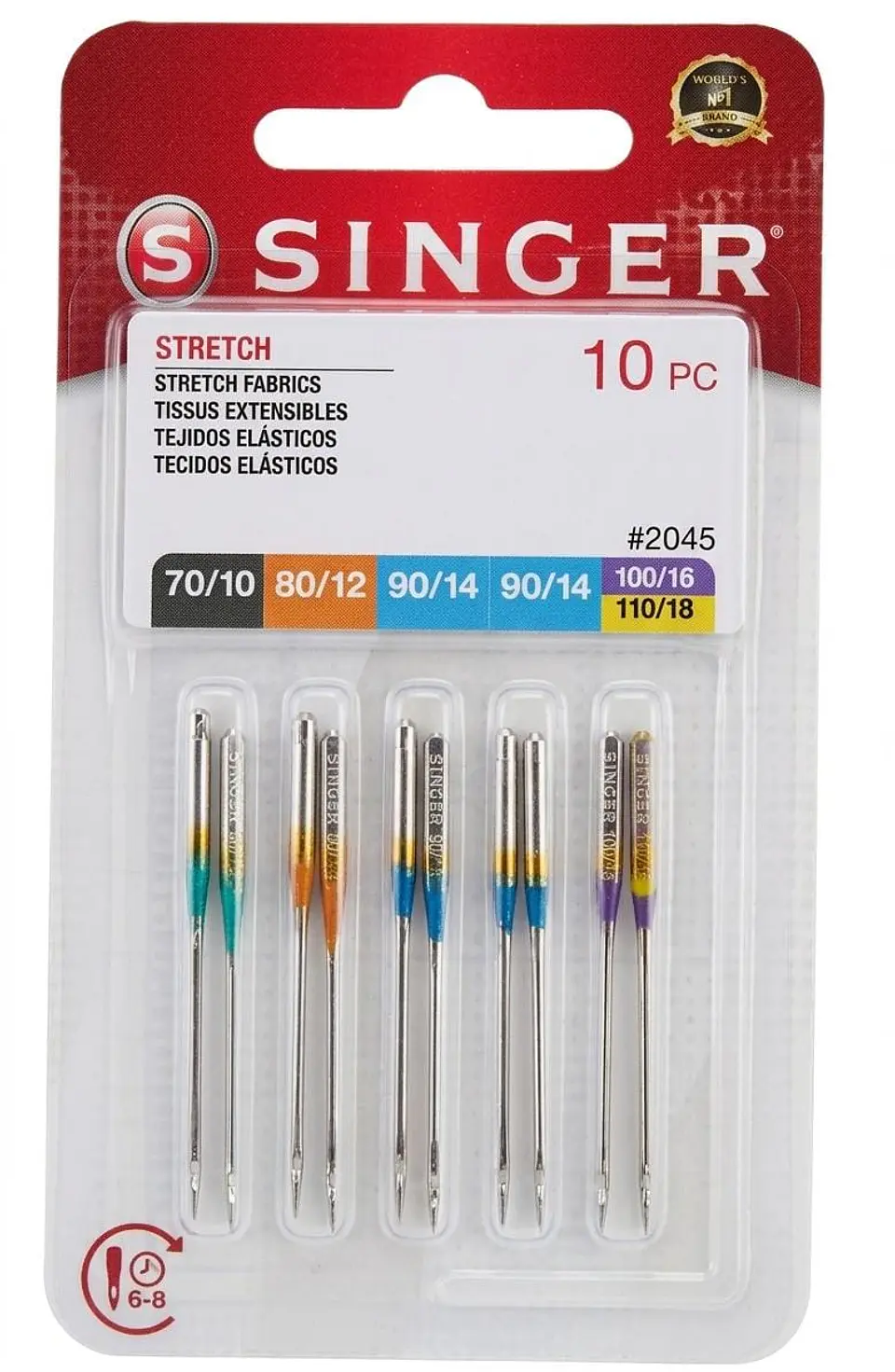 Agujas Singer Estuche Mixto Stretch #2045 (10 Piezas) 1