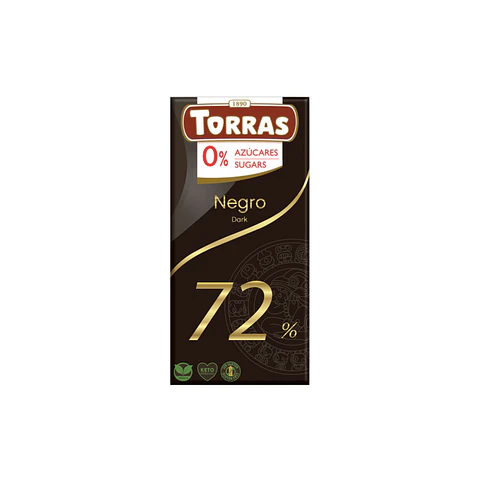Chocolate Negro 72% Cacao  75 gr s/azucar Torras
