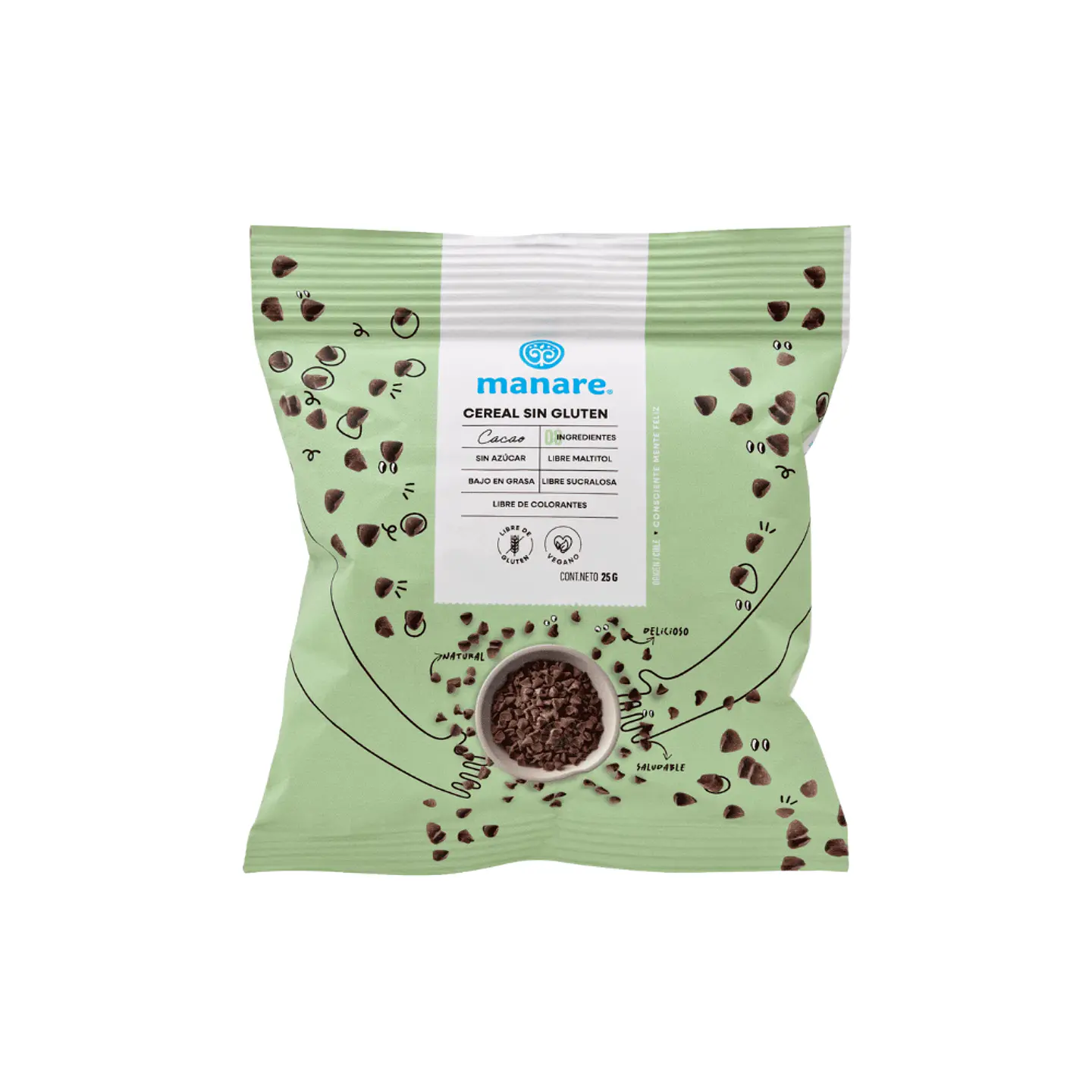 Cereal sin gluten cacao 25 gr Manare 1