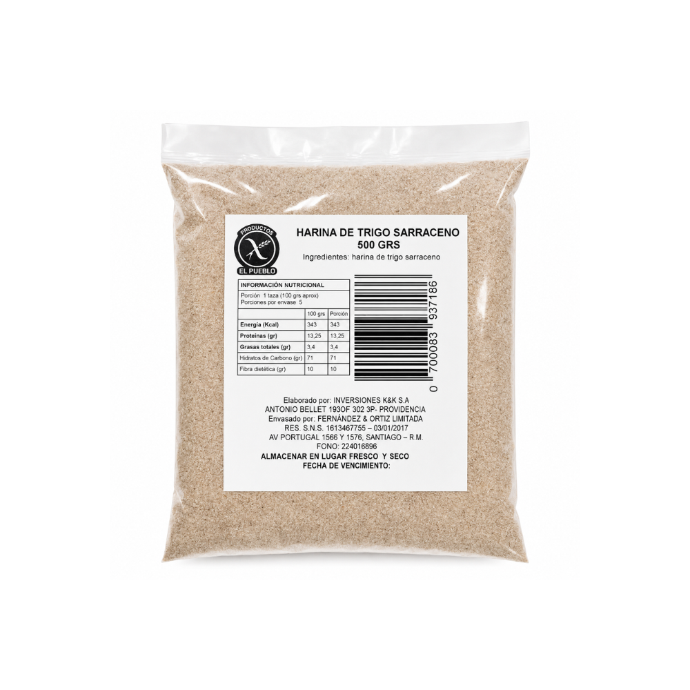 Harina de trigo sarraceno orgánico (1Kg) El Manzano