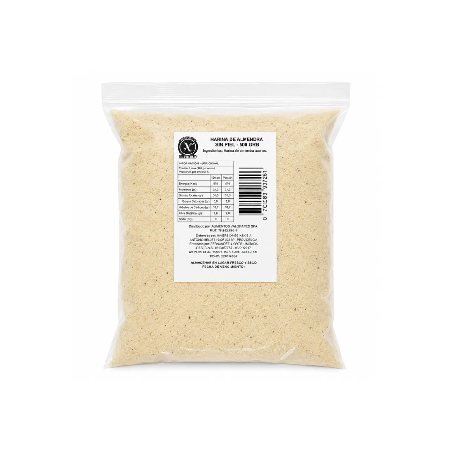 Harina de almendras sin piel 500 gr  1