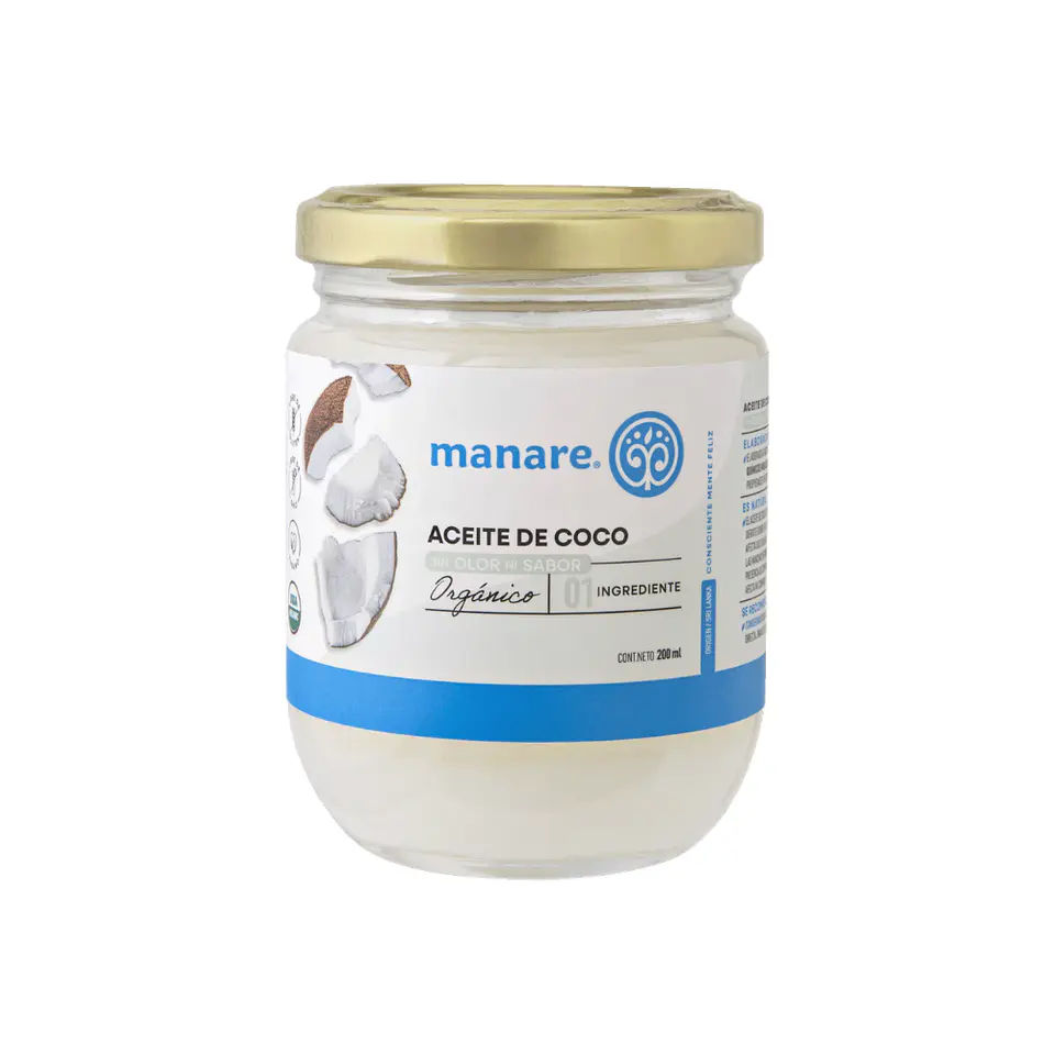 Aceite de Coco Organico sin olor 200 ml Manare 1