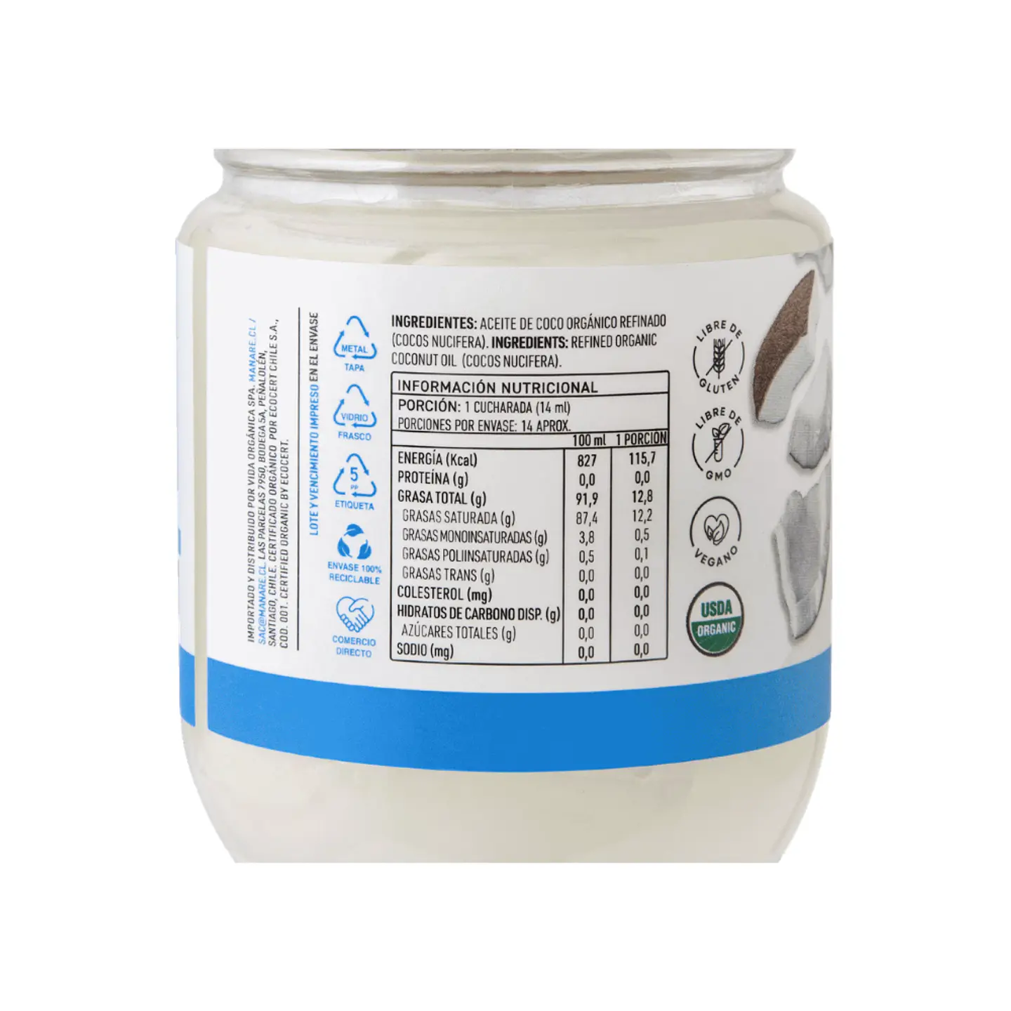 Aceite de Coco Organico sin olor 200 ml Manare 3
